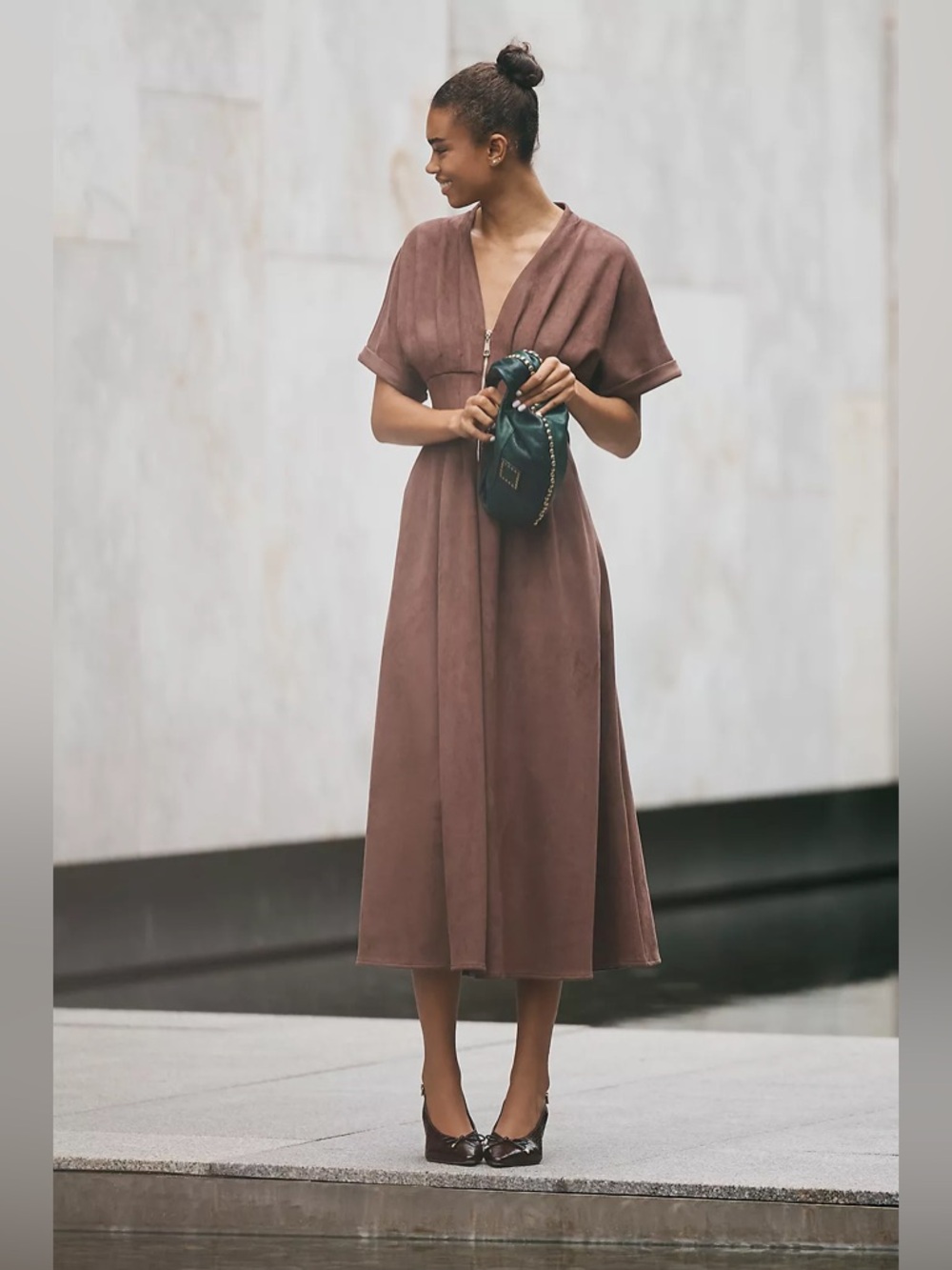 NEW Anthropologie Exquise The Tobie Faux-Suede Shirt Dress - Picture 3 of 10